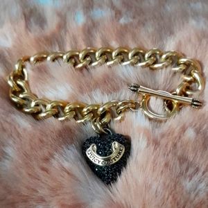 Juicy Couture Black Crystals Heart Link Bracelet